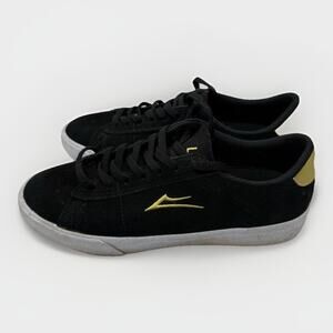 Lakai Newport Black/Gold Suede Skate Shoes – PARA-MOUNT Outsole Skateboard Ollie